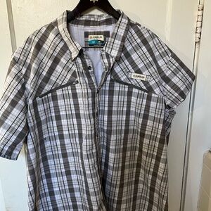 Magellan Fish Gear Vented Fishing Shirt - Gray Plaid - Men's 3XL - EUC